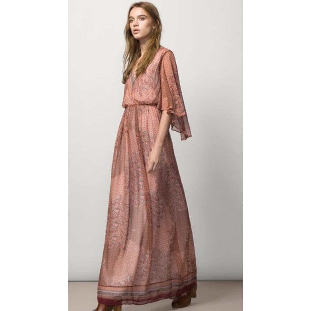 Massimo Dutti Floral Print Bohemian Maxi Dress, Size 8